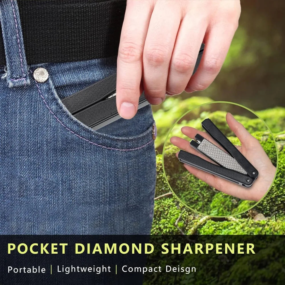Foldable Double-Sided Diamond Knife Sharpener – 400/600 Grit