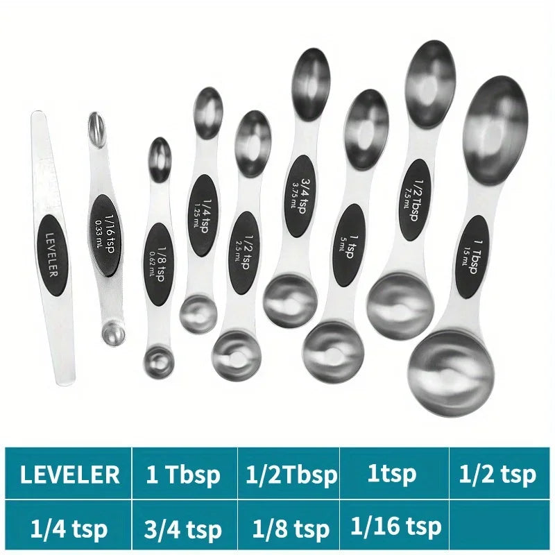 9-Piece Double-Ended Measuring Spoon Set with Magnetic Design
