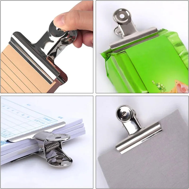 6-Piece Stainless Steel Bulldog Clips – Food Bag & Office Clips
