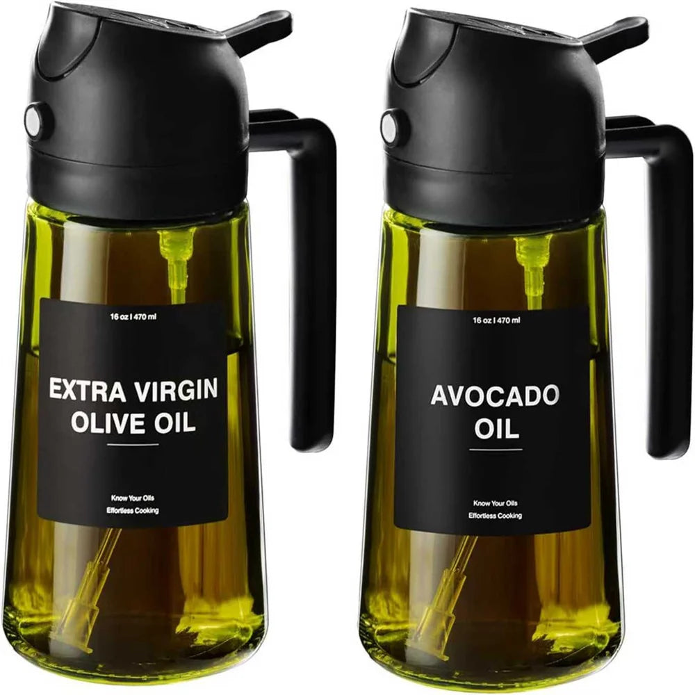 2-in-1 Glass Oil Sprayer & Dispenser Bottle – 470ml