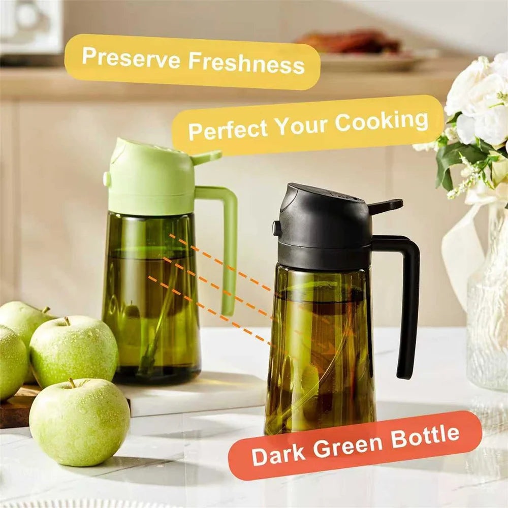 2-in-1 Glass Oil Sprayer & Dispenser Bottle – 470ml