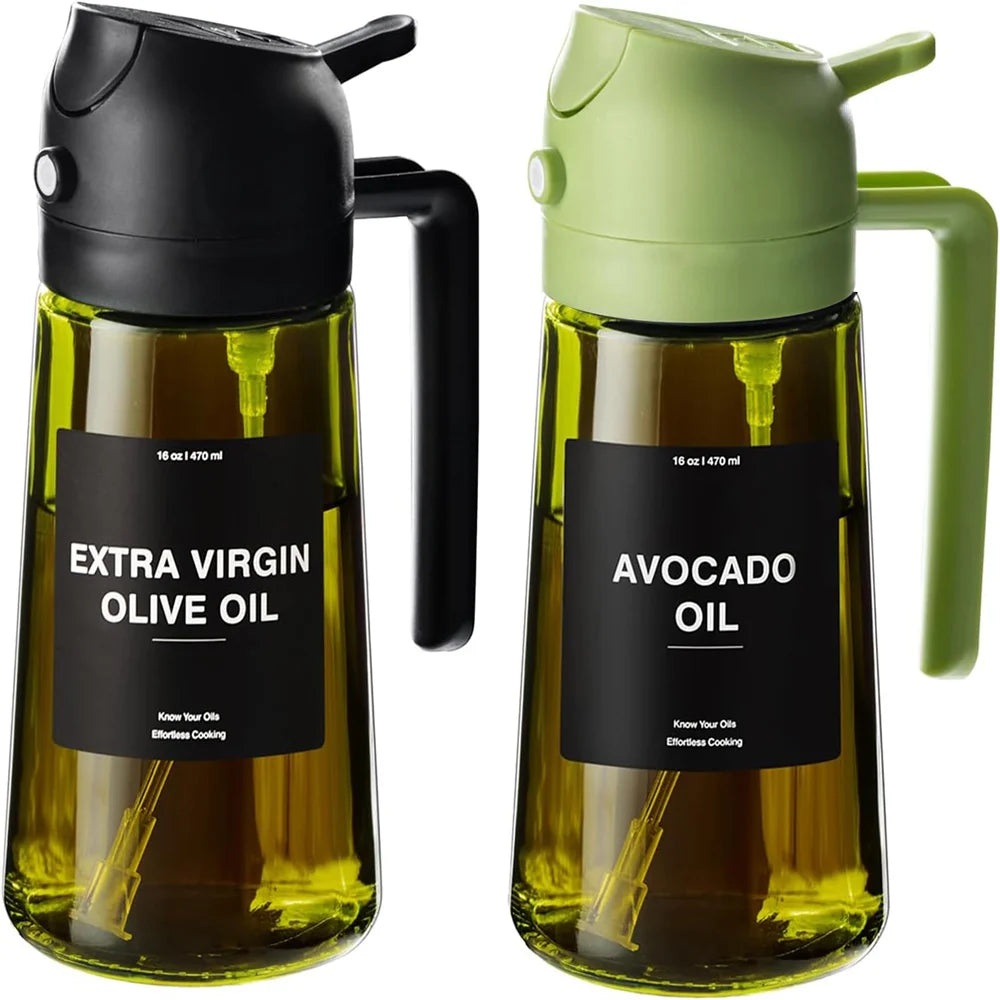 2-in-1 Glass Oil Sprayer & Dispenser Bottle – 470ml