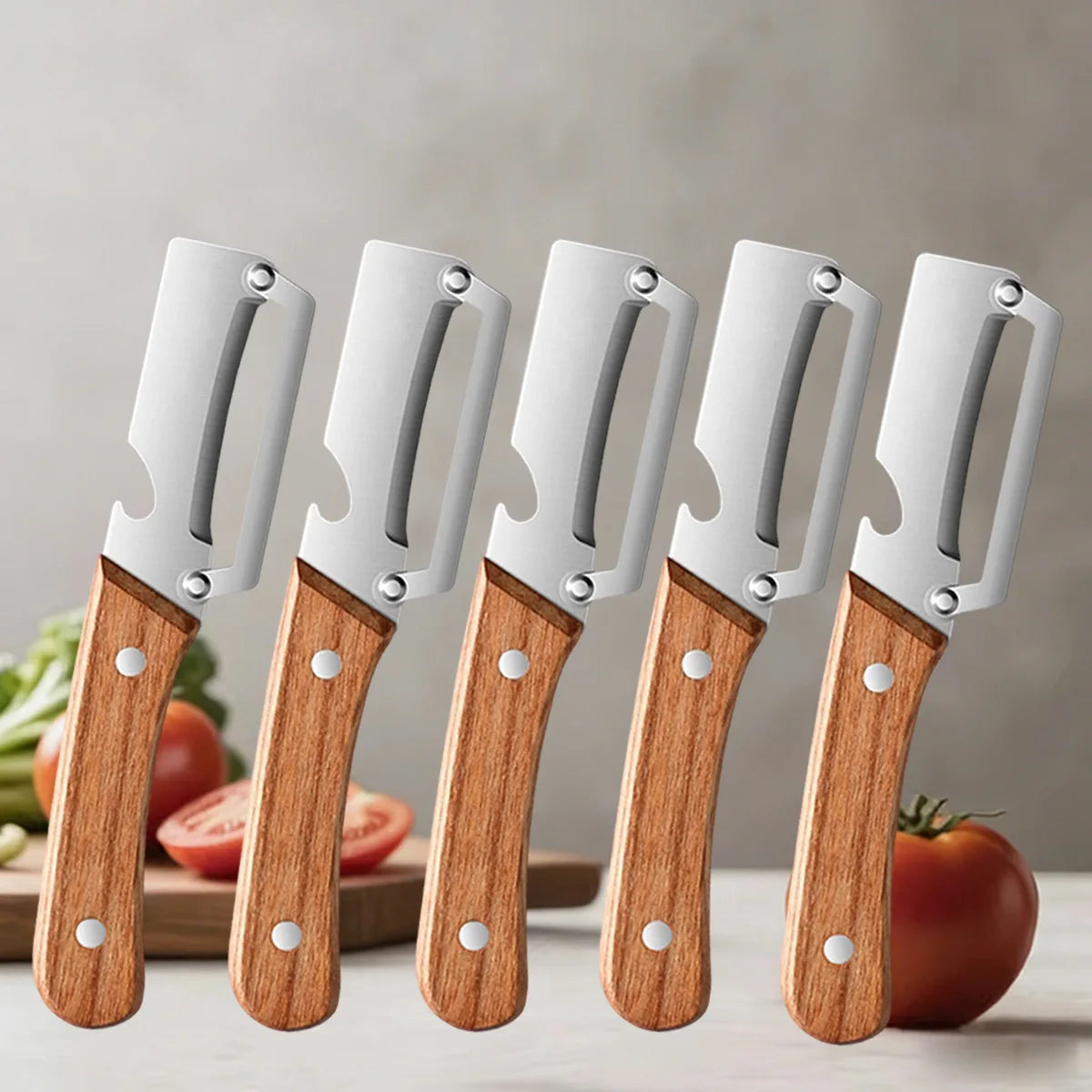 Stainless Steel Vegetable Peeler with Wooden Handle