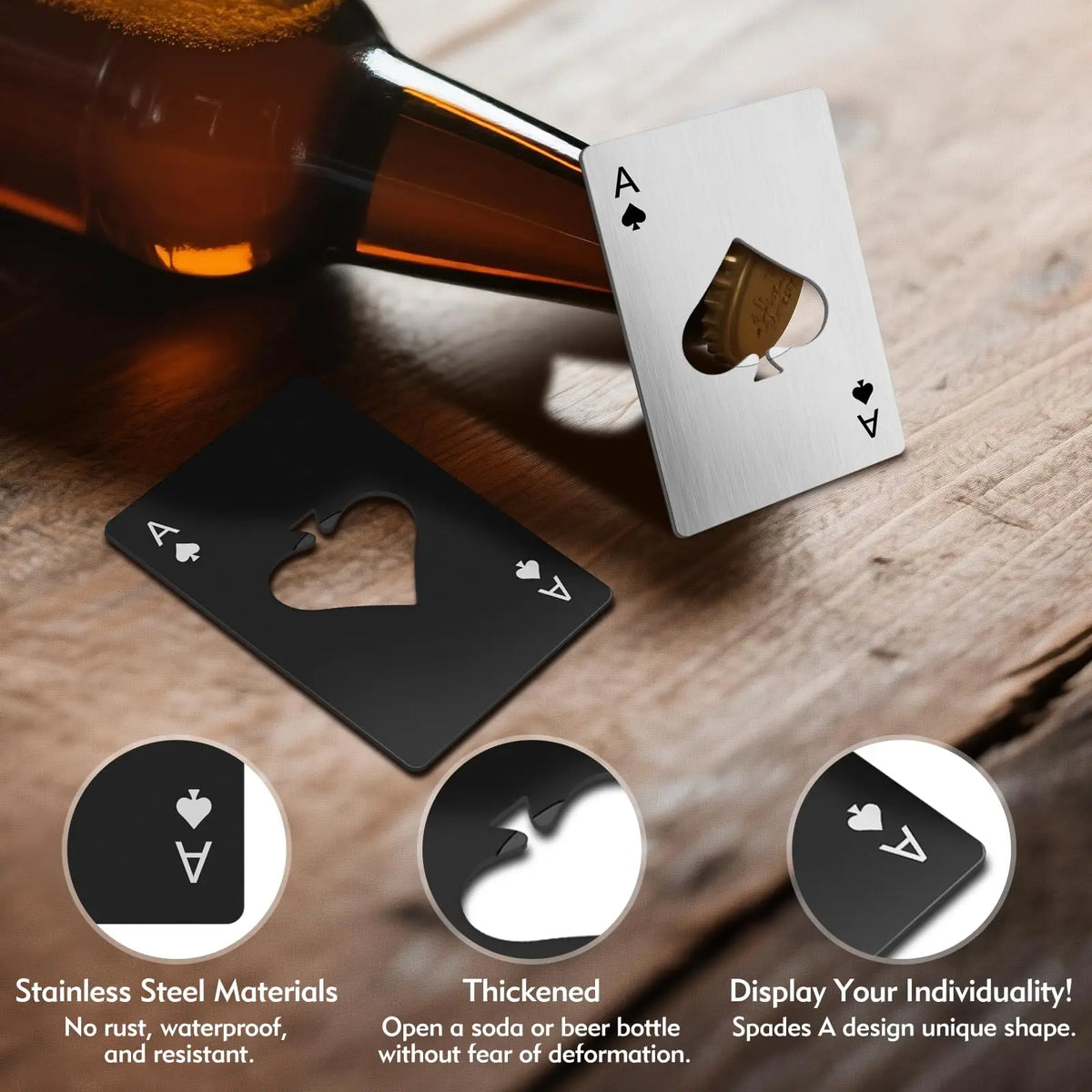 Ace of Spades Stainless Steel Bottle Opener – Card Size