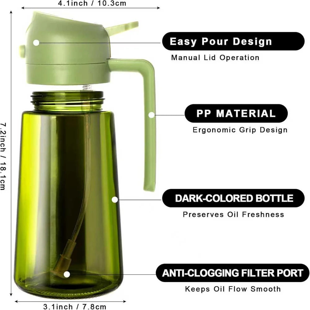 2-in-1 Glass Oil Sprayer & Dispenser Bottle – 470ml