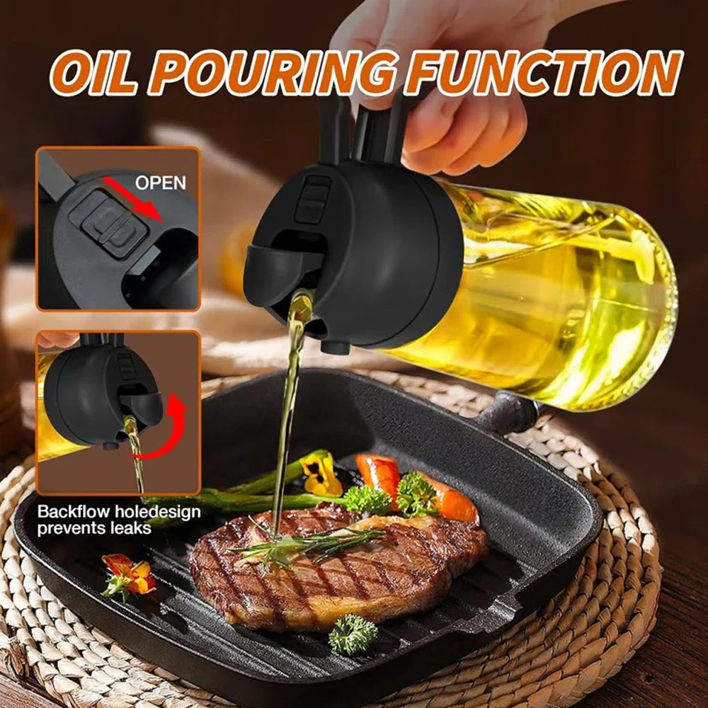 2-in-1 Plastic Oil Sprayer & Dispenser Bottle – 500ml