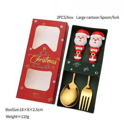 Christmas Stainless Steel Spoon & Fork Set – Santa Design