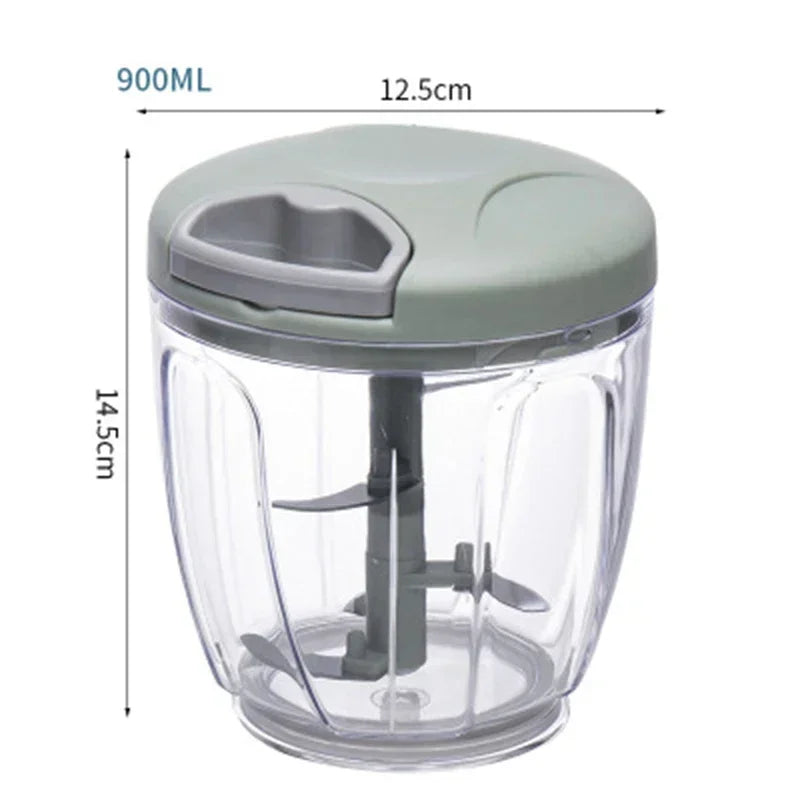Manual Food Chopper with Stainless Steel Blades – 500ml / 900ml