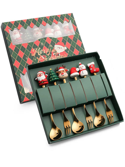 Christmas Stainless Steel Spoon & Fork Set – Santa Design