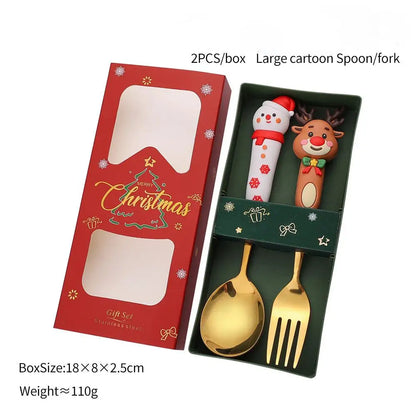 Christmas Stainless Steel Spoon & Fork Set – Santa Design