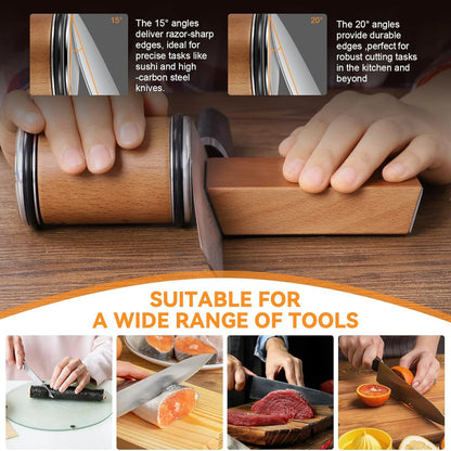 Rolling Knife Sharpener Kit with 15°/20° Magnetic Angle Guide