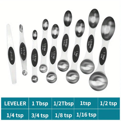 9-Piece Double-Ended Measuring Spoon Set with Magnetic Design