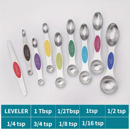 9-Piece Double-Ended Measuring Spoon Set with Magnetic Design