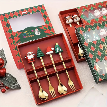 Christmas Stainless Steel Spoon & Fork Set – Santa Design