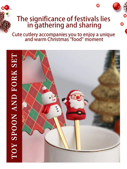 Christmas Stainless Steel Spoon & Fork Set – Santa Design
