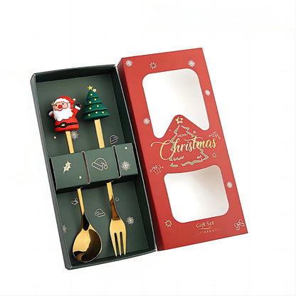 Christmas Stainless Steel Spoon & Fork Set – Santa Design