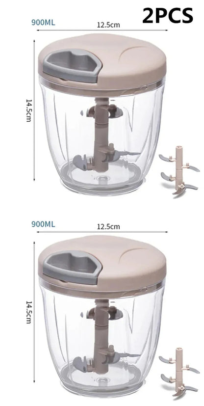 Manual Food Chopper with Stainless Steel Blades – 500ml / 900ml