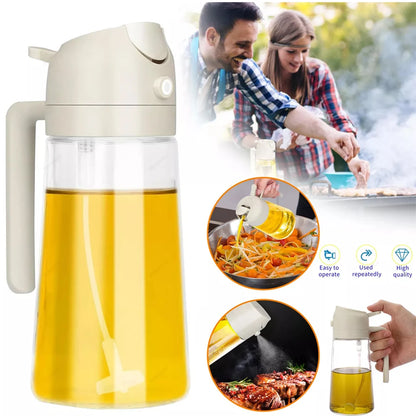 2-in-1 Plastic Oil Sprayer & Dispenser Bottle – 500ml