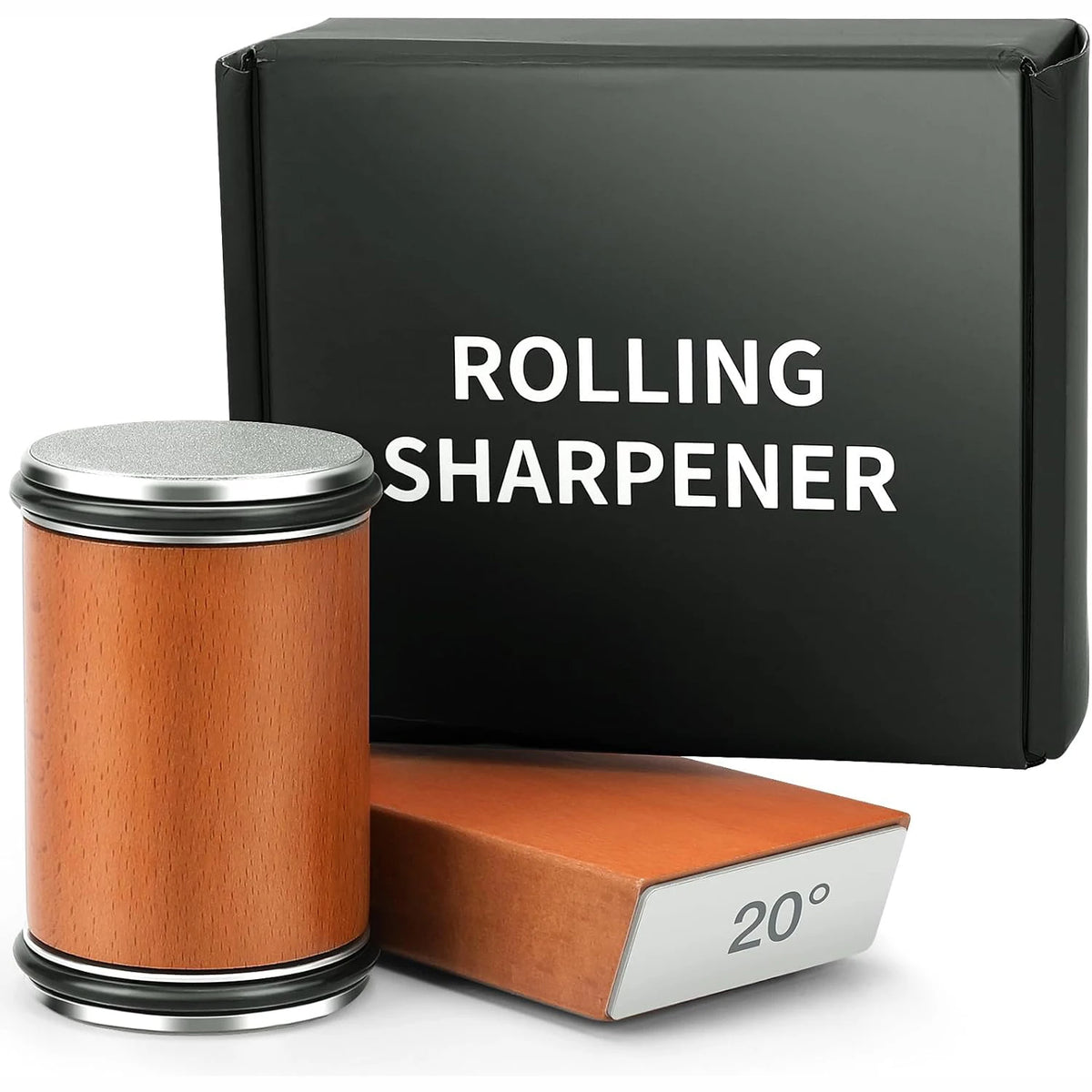 Rolling Knife Sharpener Kit with 15°/20° Magnetic Angle Guide