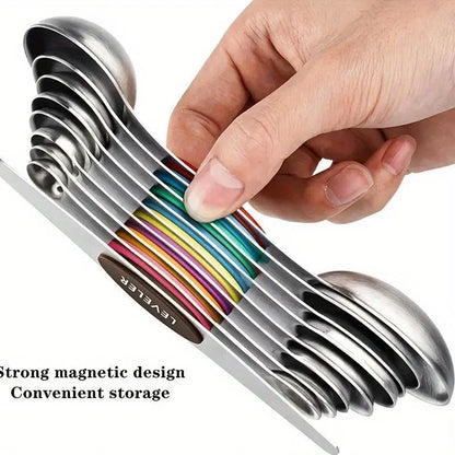 9-Piece Double-Ended Measuring Spoon Set with Magnetic Design