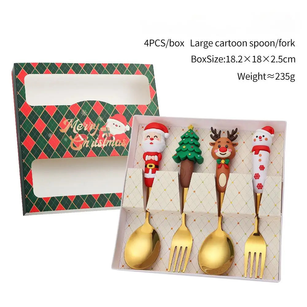 Christmas Stainless Steel Spoon & Fork Set – Santa Design
