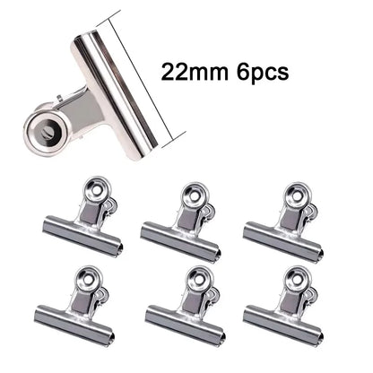 6-Piece Stainless Steel Bulldog Clips – Food Bag & Office Clips