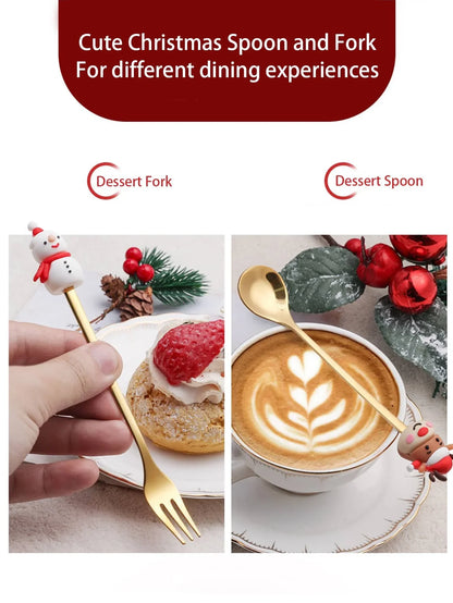 Christmas Stainless Steel Spoon & Fork Set – Santa Design