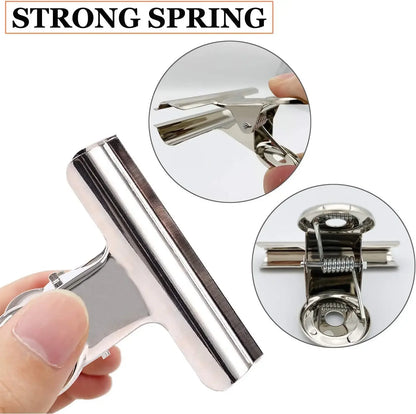 6-Piece Stainless Steel Bulldog Clips – Food Bag & Office Clips