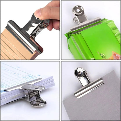 6-Piece Stainless Steel Bulldog Clips – Food Bag & Office Clips