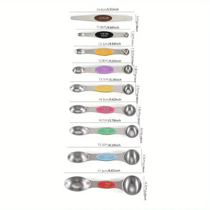 9-Piece Double-Ended Measuring Spoon Set with Magnetic Design