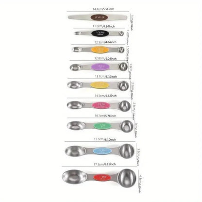 9-Piece Double-Ended Measuring Spoon Set with Magnetic Design