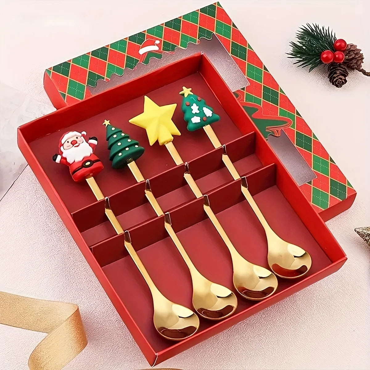 Christmas Stainless Steel Spoon & Fork Set – Santa Design