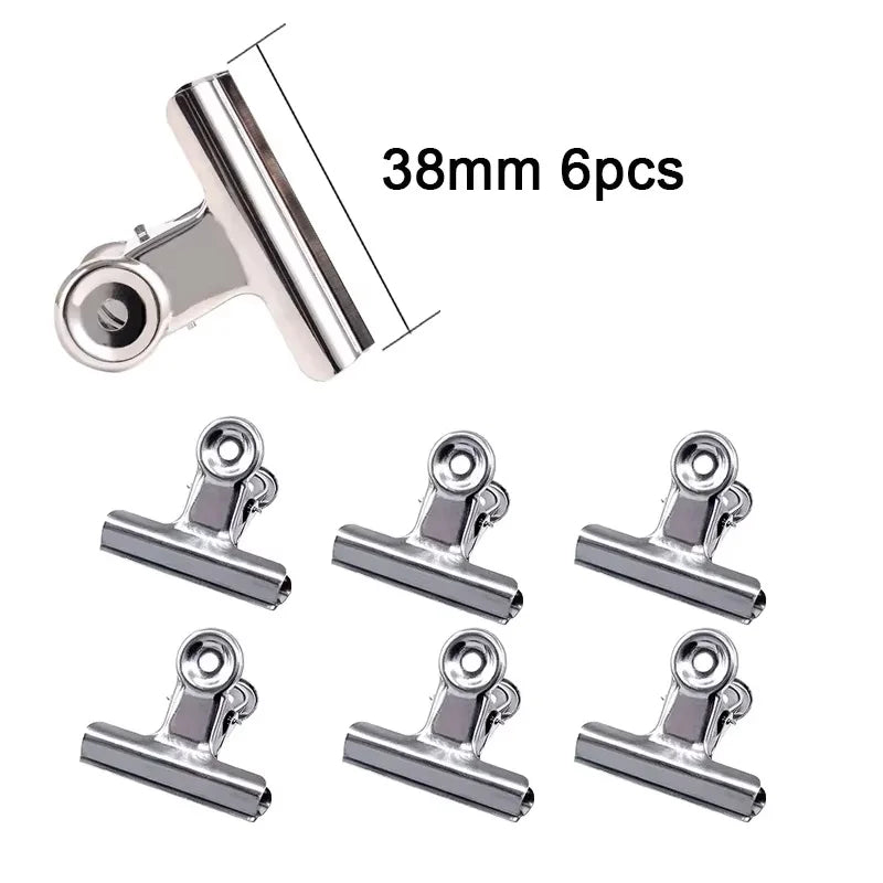 6-Piece Stainless Steel Bulldog Clips – Food Bag & Office Clips