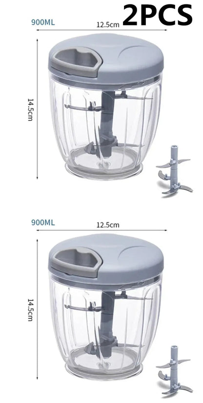 Manual Food Chopper with Stainless Steel Blades – 500ml / 900ml