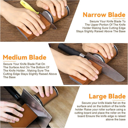 Rolling Knife Sharpener Kit with 15°/20° Magnetic Angle Guide