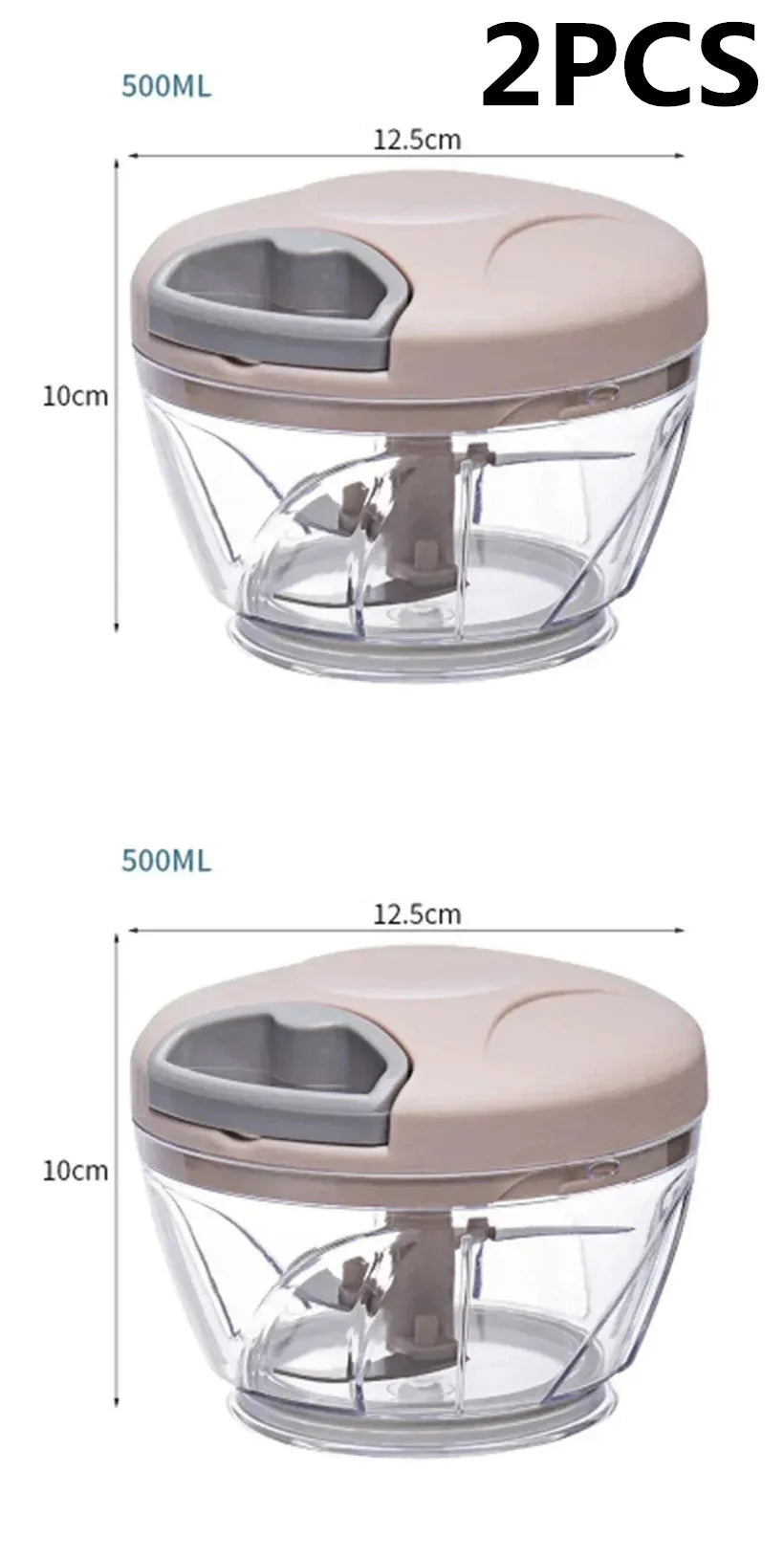 Manual Food Chopper with Stainless Steel Blades – 500ml / 900ml