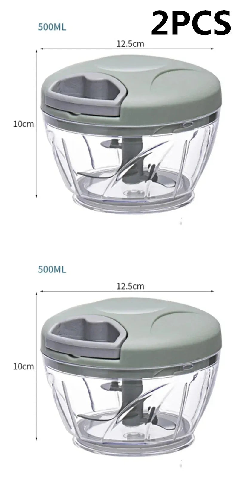 Manual Food Chopper with Stainless Steel Blades – 500ml / 900ml