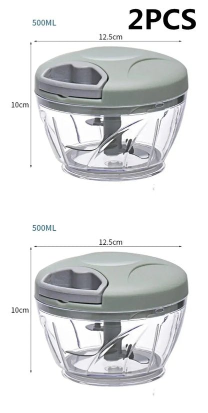 Manual Food Chopper with Stainless Steel Blades – 500ml / 900ml