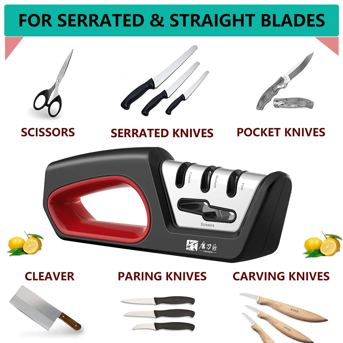 4-in-1 Kitchen Knife & Scissor Sharpener