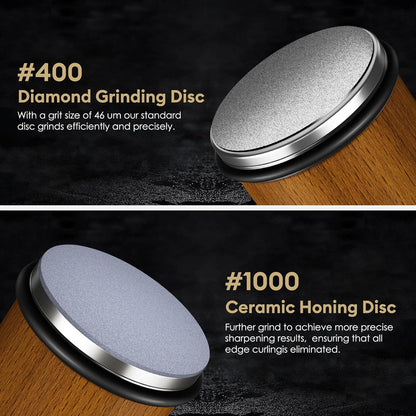 Rolling Knife Sharpener Kit with 15°/20° Magnetic Angle Guide
