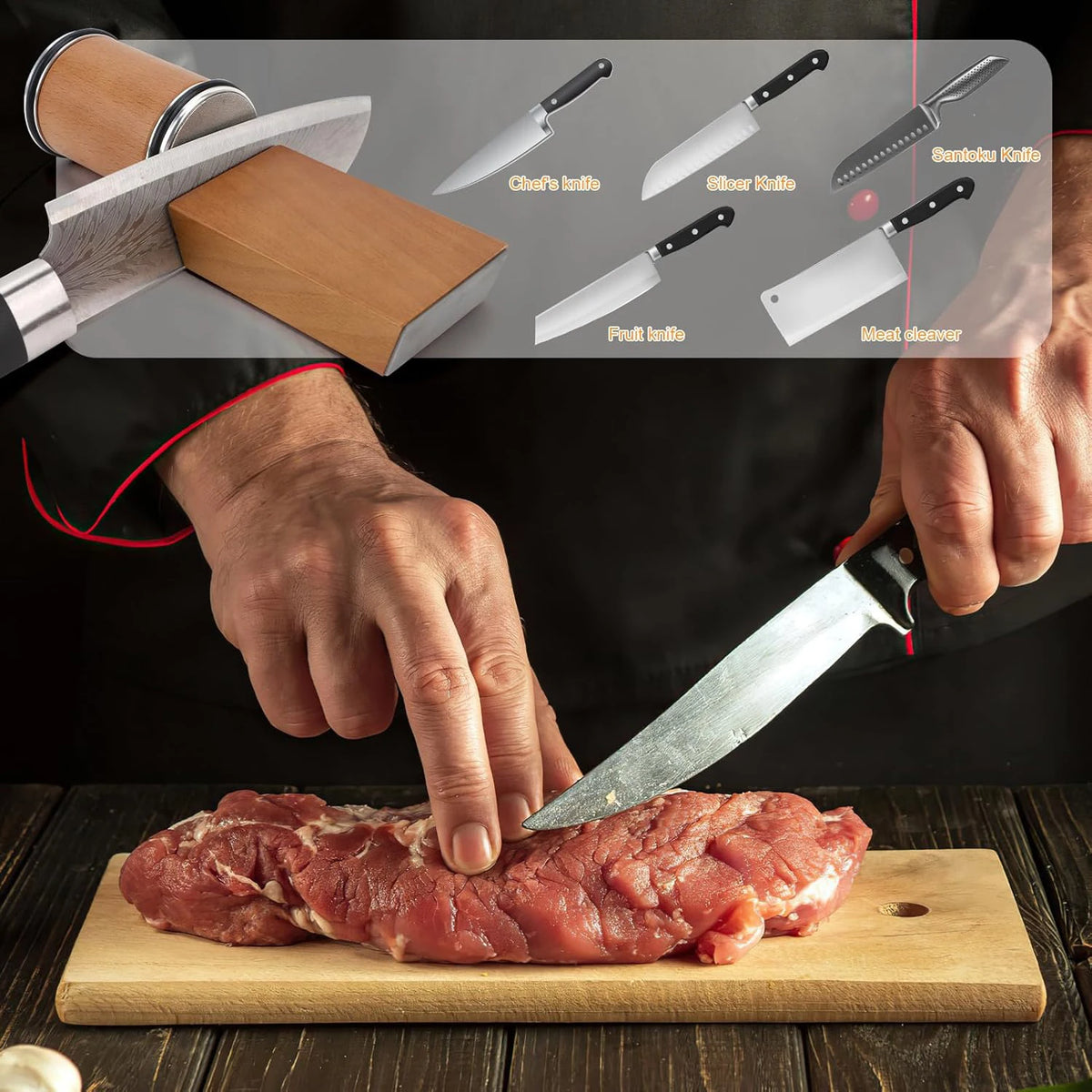 Rolling Knife Sharpener Kit with 15°/20° Magnetic Angle Guide