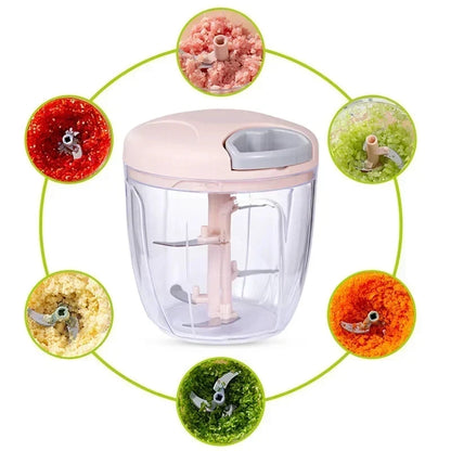 Manual Food Chopper with Stainless Steel Blades – 500ml / 900ml
