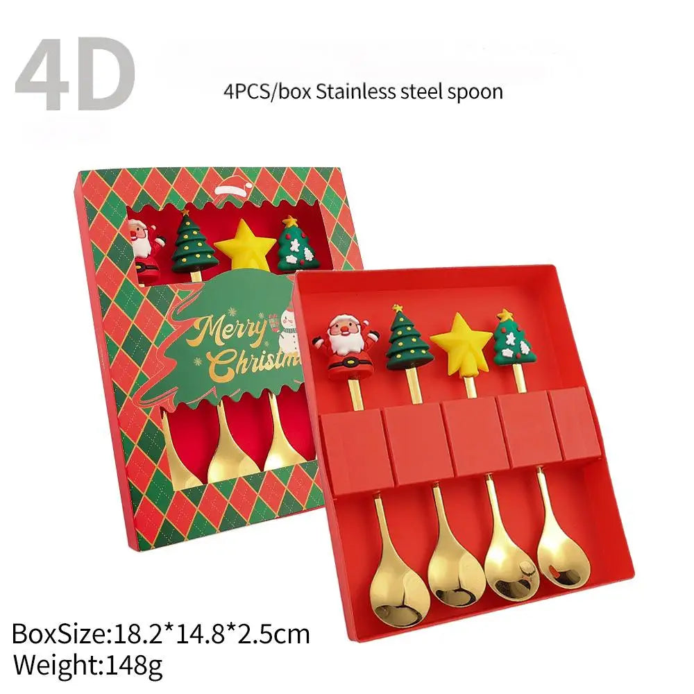 Christmas Stainless Steel Spoon & Fork Set – Santa Design
