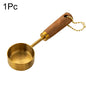 Gold Stainless Steel Measuring Spoon Set with Wooden Handles – 4 Pieces
