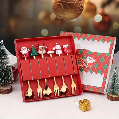 Christmas Stainless Steel Spoon & Fork Set – Santa Design