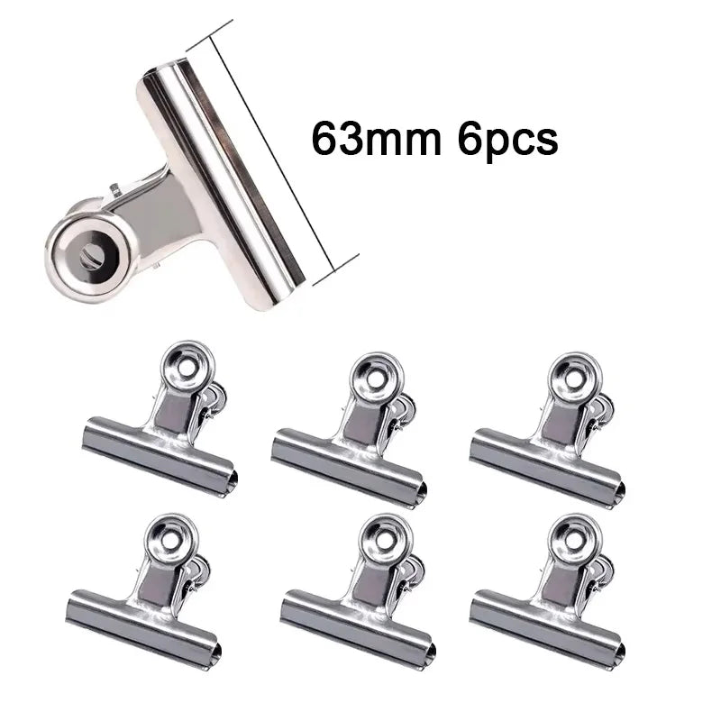 6-Piece Stainless Steel Bulldog Clips – Food Bag & Office Clips