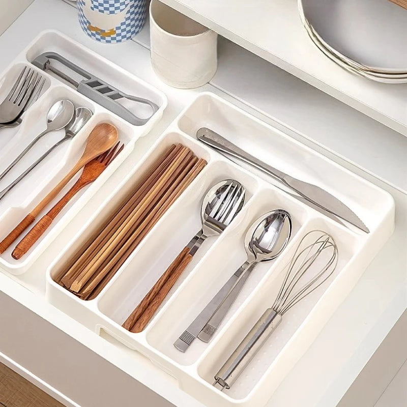 Adjustable Kitchen Drawer Organizer Tray – Utensil Storage