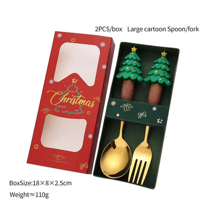 Christmas Stainless Steel Spoon & Fork Set – Santa Design