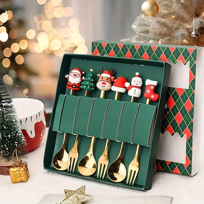 Christmas Stainless Steel Spoon & Fork Set – Santa Design