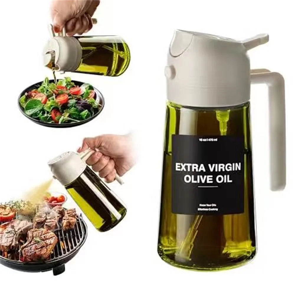 2-in-1 Glass Oil Sprayer & Dispenser Bottle – 470ml